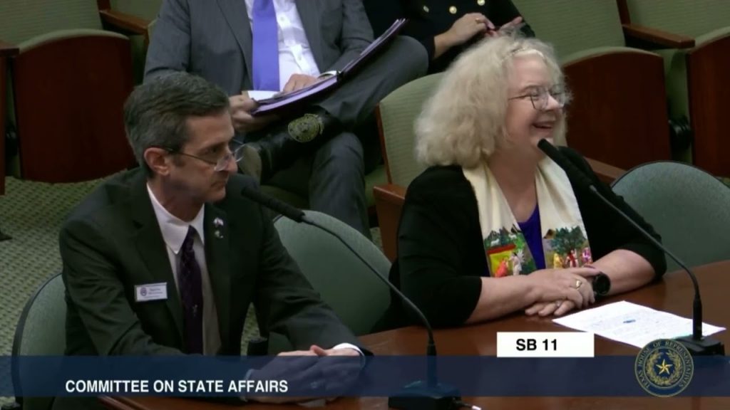 Rev. Jody Harrison testifying against a Texas school-prayer bill at the Capitol