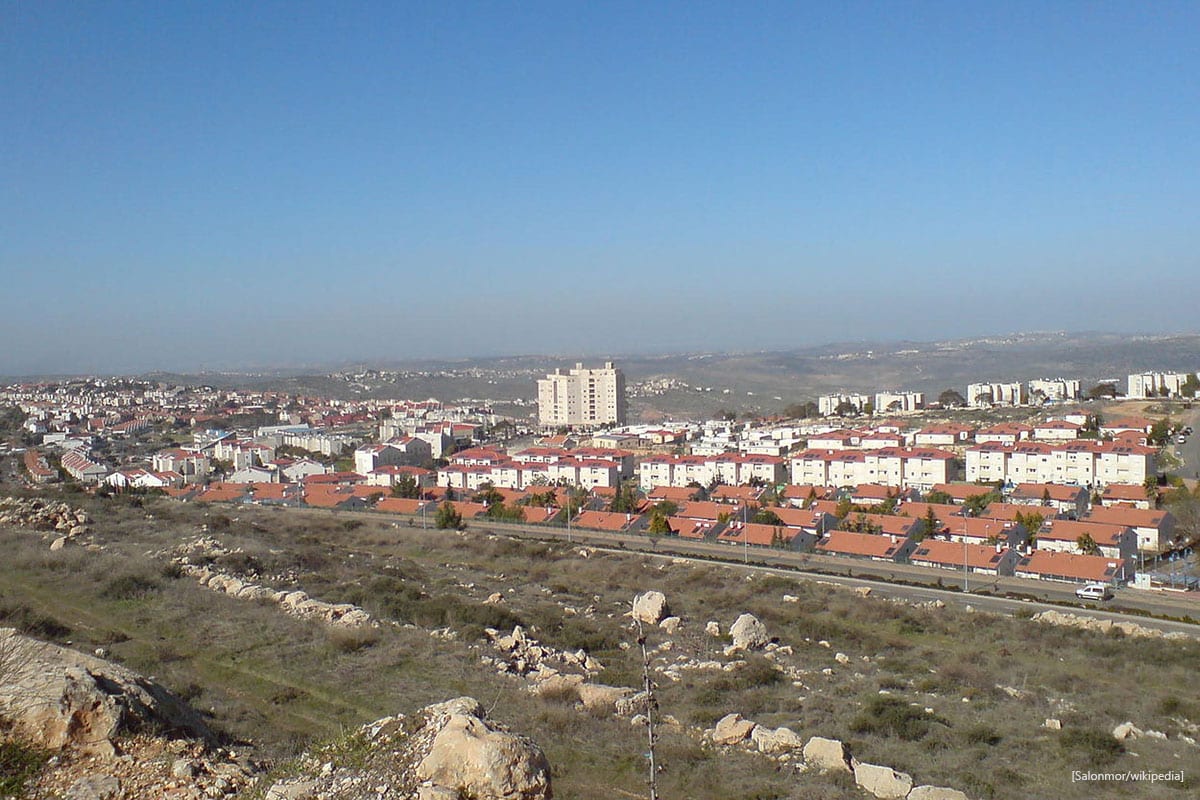 View of Ariel, an Israeli settlement in the West Bank, funded by U.S. Christian Zionist groups for end-times prophecy.
