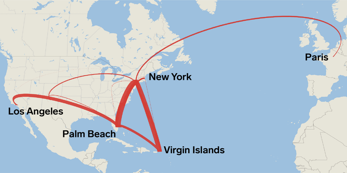 GPS pings reconstructed by WIRED from Near Intelligence’s leaked data